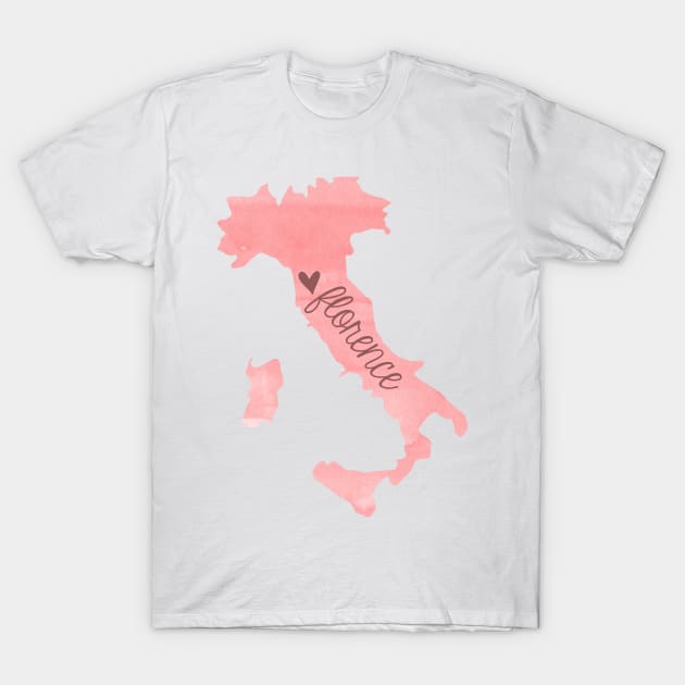 Pink Watercolor Florence Italy Sticker T-Shirt by aterkaderk